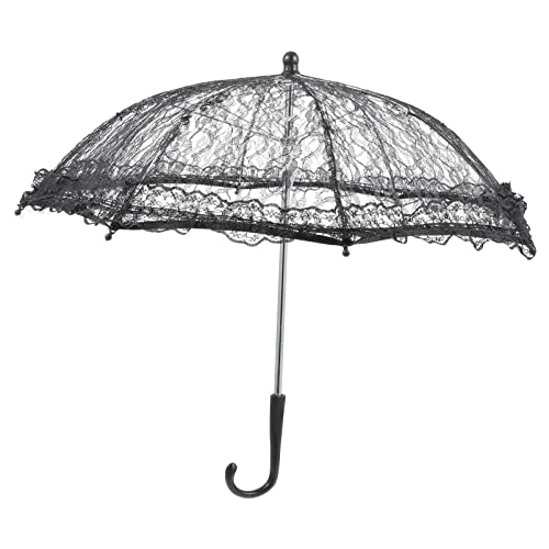 Toyvian Mini Spitze Sonnenschirm Regenschirm Vintage Hochzeit Brautschirm Foto Requisite Spitze Regenschirm für Damen Kostüm Zubehör Party Dekoration, schwarz von Toyvian