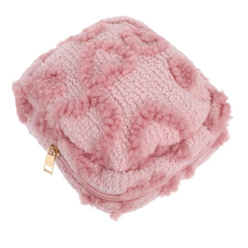 Toyvian Plüsch Mini Geldbörse mit Herzmuster Weiche Kuschelige Kosmetiktasche für Reisen Niedlicher Tragbarer Reise Make Up Organizer und Münzbeutel für Mädchen und Frauen von Toyvian