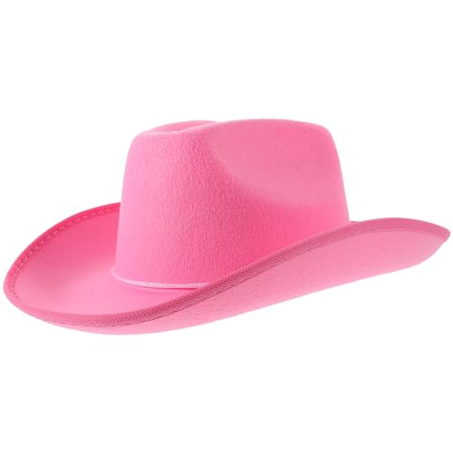 Toyvian Rosafarbener Cowgirl-Hut Für Damen Und Herren Mit Überziehverschluss Cowgirl-Kappe Western-Accessoire Filzhüte Für Weihnachtsfeier Cosplay Rollenspiele Kopfbedeckung Im von Toyvian