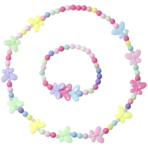 Toyvian Schmuckset Schmetterlingsanhänger Halskette und Armband aus Acryl für Mädchen Jahre Bunte Langlebige Kinderkette und Armband für Alltag Party und Geschenk von Toyvian