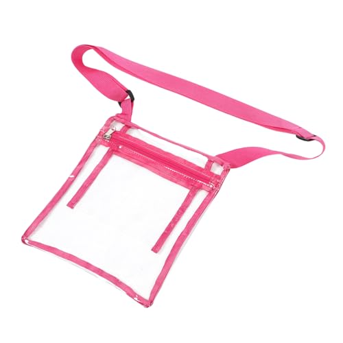 Toyvian Transparente Crossbody Schultertasche mit Reißverschluss Genehmigte Stadiontragetasche für Konzert und Sportveranstaltungen Leichte Praktische Umhängetasche in Rosa Durchsichtig von Toyvian