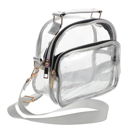 Toyvian Transparente Leichte PVC Umhängetasche mit Verstellbarem Gurt Kleine Durchsichtige Satchel für Damen Strapazierfähig Vielseitig als Handtasche oder Crossbody für Arbeit Konzerte von Toyvian