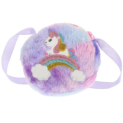 Toyvian Einhorn Geldbörse Aufbewahrungstasche Für Einhorn-umhängetasche Geldbörsen Einhörner-Geschenke Für Mädchen Handtasche Für Kleine Mädchen Plüsch Runden Kleinkind Schultertasche von Toyvian