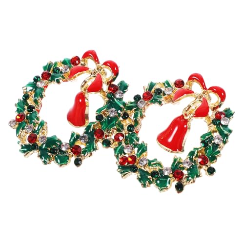 Toyvian Weihnachtsohrringe aus Legierung Xmas Kranz Design mit Ziersteinen Leichte Ohrhänger für Damen Festlicher Schmuck für Weihnachtsfeiern Hochzeiten und Geschenkideen von Toyvian