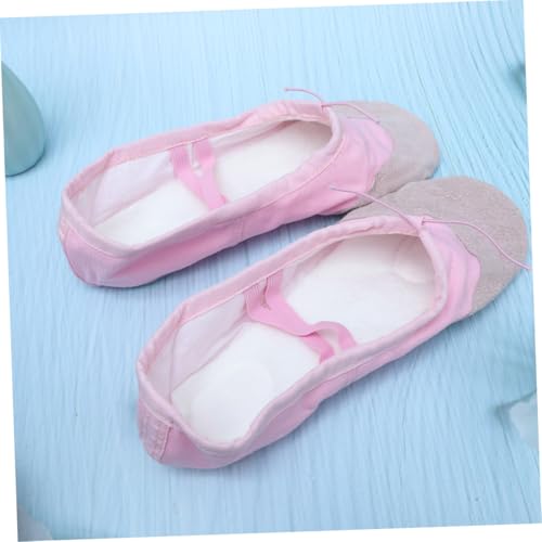 Toyvian rutschfeste Ballettschuhe mit Ledersohle Verstellbar durch Doppelte Elastikbänder Langlebige Tanzschläppchen für Erwachsene Rosa Geeignet für Yoga Modern Dance Jazz und Ballett von Toyvian