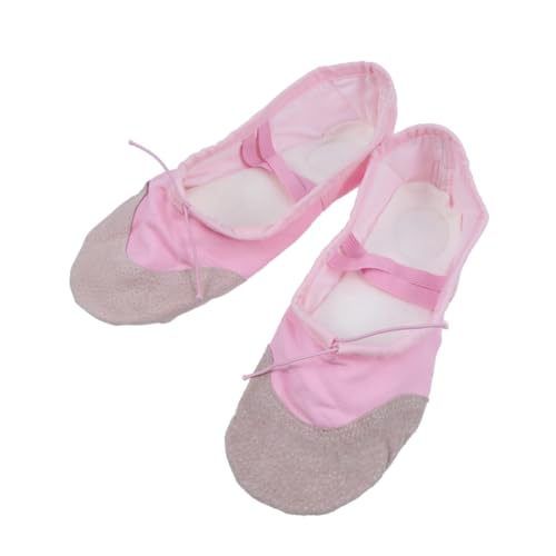 Toyvian rutschfeste Ballettschuhe mit Robuster Sohle aus Canvas für Damen und Verstellbare Passform Rosa Ballett Tanzschläppchen für Yoga Modern und Jazztanz von Toyvian