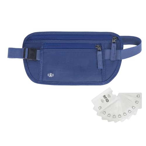 Geldgürtel für Reisen, Damen, Herren, versteckter RFID-Reisepasshalter für Reisen, Dunkelblau, Modisch von Tpiuop