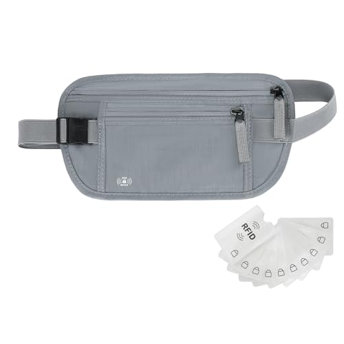 Geldgürtel für Reisen, Damen, Herren, versteckter RFID-Reisepasshalter für Reisen, GRAU, Modisch von Tpiuop