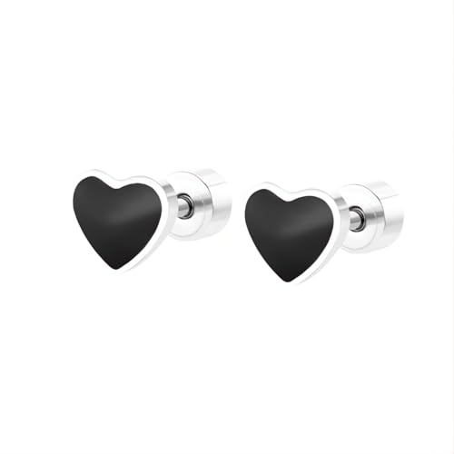 1 Paar Herz Ohrstecker Edelstahl Hypoallergene Ohrringe Klein Ohrpiercing Helix Piercing Ohr Nickelfreie Schmuck Flat Back Earrings für Damen Frauen 6 MM (Silber Farbe) von Tpocean