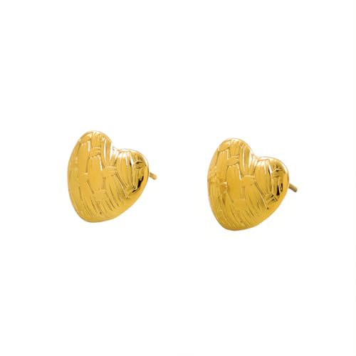 1 Paar Herz Ohrstecker Hypoallergene Edelstahl Ohrringe Piercing Ohr 14K Vergoldet Ohrpiercing Nickelfreie Schmuck Gold Plated Stud Earrings für Damen Frauen (Gold-I) von Tpocean