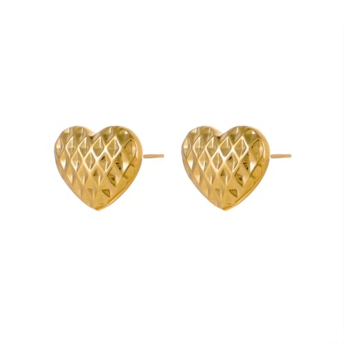 1 Paar Herz Ohrstecker Hypoallergene Edelstahl Ohrringe Piercing Ohr 14K Vergoldet Ohrpiercing Nickelfreie Schmuck Gold Plated Stud Earrings für Damen Frauen (Gold-L) von Tpocean