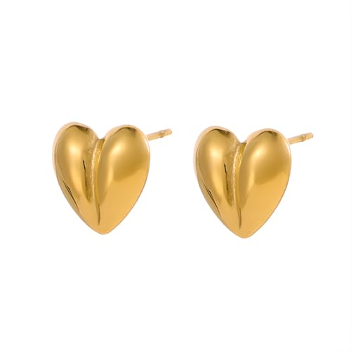 1 Paar Herz Ohrstecker Hypoallergene Edelstahl Ohrringe Piercing Ohr 18K Vergoldet Ohrpiercing Nickelfreie Schmuck Gold Plated Stud Earrings für Damen Frauen (Gold-A) von Tpocean