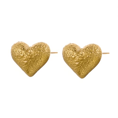 1 Paar Herz Ohrstecker Hypoallergene Edelstahl Ohrringe Piercing Ohr 18K Vergoldet Ohrpiercing Nickelfreie Schmuck Gold Plated Stud Earrings für Damen Frauen (Gold-C) von Tpocean