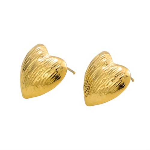 1 Paar Herz Ohrstecker Hypoallergene Edelstahl Ohrringe Piercing Ohr 18K Vergoldet Ohrpiercing Nickelfreie Schmuck Gold Plated Stud Earrings für Damen Frauen (Gold-G) von Tpocean