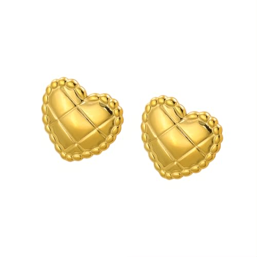 1 Paar Herz Ohrstecker Hypoallergene Edelstahl Ohrringe Piercing Ohr 18K Vergoldet Ohrpiercing Nickelfreie Schmuck Gold Plated Stud Earrings für Damen Frauen (Gold-J) von Tpocean