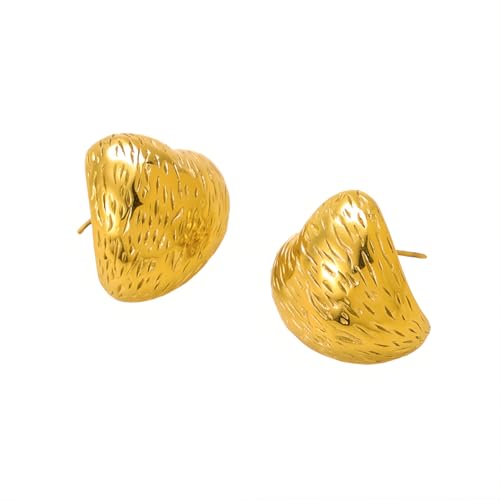1 Paar Herz Ohrstecker Hypoallergene Edelstahl Ohrringe Piercing Ohr 18K Vergoldet Ohrpiercing Nickelfreie Schmuck Gold Plated Stud Earrings für Damen Frauen (Gold-K) von Tpocean
