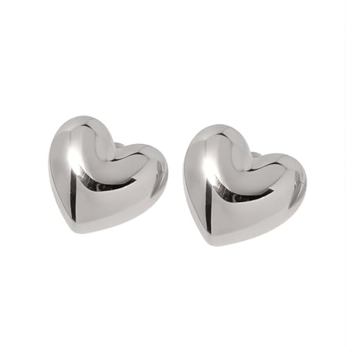1 Paar Herz Ohrstecker Hypoallergene Edelstahl Ohrringe Piercing Ohr Ohrpiercing Nickelfreie Schmuck Trendy Heart Stud Earrings für Damen Frauen (Gold Farbe) von Tpocean
