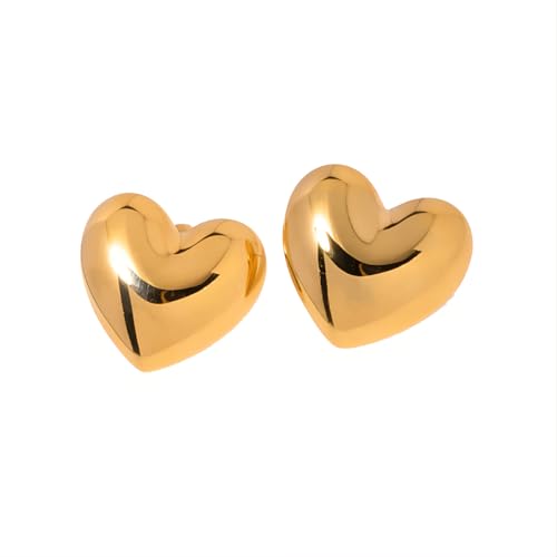 1 Paar Herz Ohrstecker Hypoallergene Edelstahl Ohrringe Piercing Ohr Ohrpiercing Nickelfreie Schmuck Trendy Heart Stud Earrings für Damen Frauen (Silber Farbe) von Tpocean