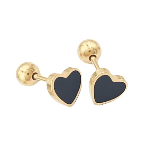 1 Paar Herz Ohrstecker Titanstahl Hypoallergene Ohrringe Ohrpiercing Helix Piercing Ohr Nickelfreie Schmuck Kugel Back Earrings für Damen Frauen 5 MM (Gold Farbe) von Tpocean