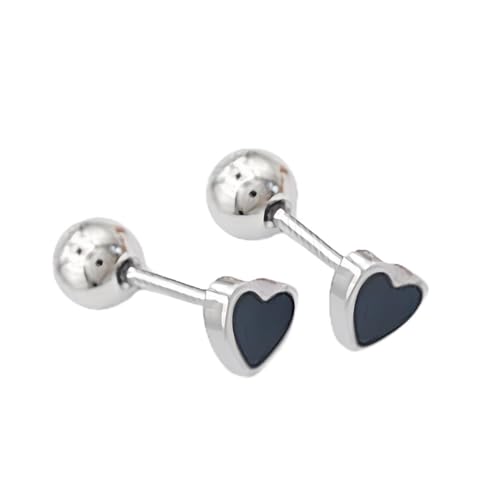 1 Paar Herz Ohrstecker Titanstahl Hypoallergene Ohrringe Ohrpiercing Helix Piercing Ohr Nickelfreie Schmuck Kugel Back Earrings für Damen Frauen 5 MM (Silber Farbe) von Tpocean