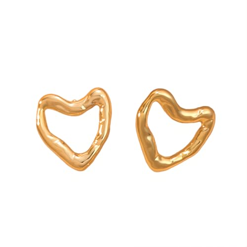1 Paar Hohles Herz Ohrstecker Hypoallergene Acryl Geometrisch Ohrringe Piercing Ohr Ohrpiercing Nickelfreie Schmuck Trendy Hollow Heart Stud Earrings für Frauen Damen (Gold Farbe) von Tpocean