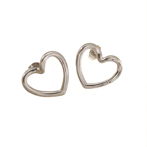 1 Paar Hohles Herz Ohrstecker Hypoallergene Edelstahl Ohrringe Piercing Ohr Ohrpiercing Nickelfreie Schmuck Trendy Hollow Heart Stud Earrings für Frauen Damen (Silber Farbe) von Tpocean