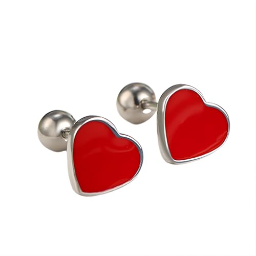 1 Paar Rot Herz Ohrstecker Edelstahl Hypoallergene Ohrringe Helix Piercing Ohr Ohrpiercing Nickelfreie Schmuck Ball Back Earrings für Damen Frauen 9 MM (Gold Farbe) von Tpocean