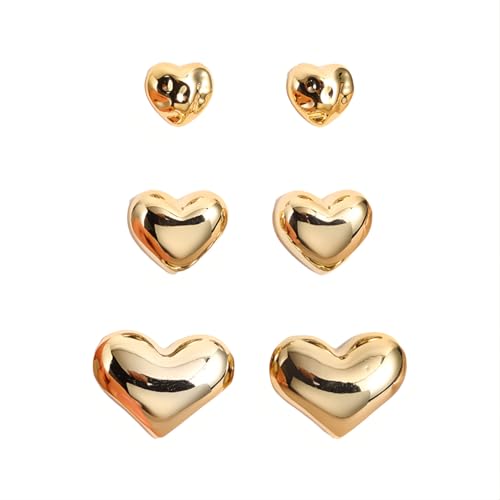 3 Paar Glatt Ohrstecker Set Hypoallergene Acryl Herz Ohrringe Piercing Ohr Ohrpiercing Nickelfreie Schmuck Fashion Heart Stud Earrings für Damen Frauen (Gold Farbe) von Tpocean