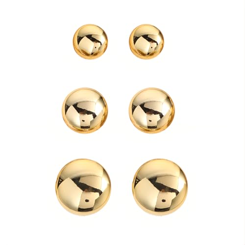 3 Paar Rund Ohrstecker Set Hypoallergene Acryl Ohrringe Piercing Ohr Ohrpiercing Nickelfreie Schmuck Fashion Stud Earrings für Damen Frauen (Gold Farbe) von Tpocean
