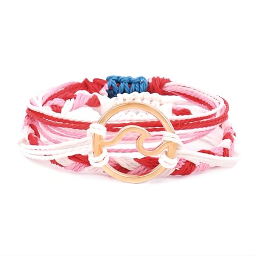 Tpocean 1 Set Surfer Armband Set Surf Freundschaftsarmband Sommer Fußkette Ocean Beach Armbänder Boho Schmuck für Damen Herren Summer String Bracelets Braided Anklets (Rot Farbe) von Tpocean