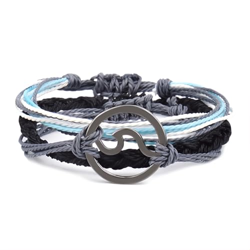 Tpocean 1 Set Surfer Armband Set Surf Freundschaftsarmband Sommer Fußkette Ocean Beach Armbänder Boho Schmuck für Damen Herren Summer String Bracelets Braided Anklets (Schwarz Farbe) von Tpocean