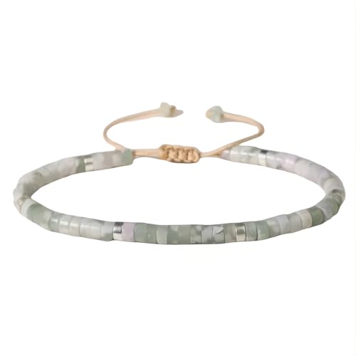 Tpocean 1 stk Naturstein Armband Echte Steine Edelstein Heilsteine Armbänder Freundschaftsarmband Healing Braided Bracelets für Damen (Grün Farbe) von Tpocean