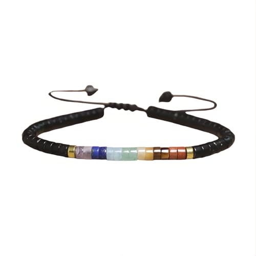 Tpocean 1 stk Naturstein Armband Echte Steine Edelstein Heilsteine Armbänder Freundschaftsarmband Healing Braided Bracelets für Damen (Mehrfarbig) von Tpocean