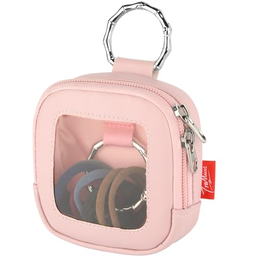 TraMust Haargummi-Organizer-Tasche mit transparentem Fenster, PU-Leder, tragbarer Haargummi-Halter mit O-Ring, hängender Aufbewahrungsbehälter für Haar-Accessoires, Wattestäbchen, Haarnadel, kleine TraMust Haargummi-Organizer-Tasche mit transparentem Fenster, PU-Leder, tragbarer Haargummi-Halter mit O-Ring, hängender Aufbewahrungsbehälter für Haar-Accessoires, Wattestäbchen, Haarnadel, kleine von TraMust