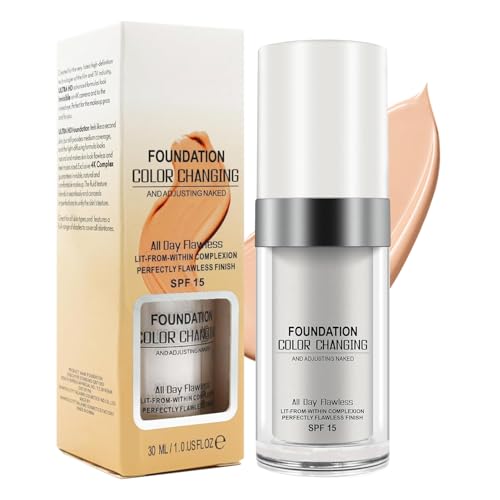 30ml Farbwechselnde Flüssig Foundation, Concealer Grundlage für reife Haut, Feuchtigkeitsspendende leichte Langanhaltende Foundation, Makeup Halt Foundation von Traboto