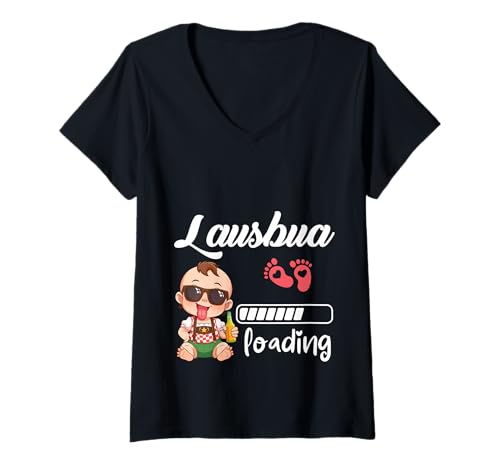 Damen Tracht für Schwangere mit frechem Sohn Babymotiv - Volksfest T-Shirt mit V-Ausschnitt Damen Tracht für Schwangere mit frechem Sohn Babymotiv - Volksfest T-Shirt mit V-Ausschnitt von Tracht Schwangerschaft mit lustigem Baby Motiv