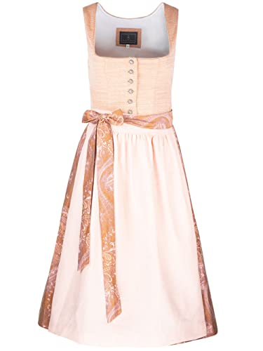 Dirndl Isabella 70er Länge apricot | Mididirndl mit Knöpfen | Damen Tracht elegant (as3, Numeric, Numeric_36, Regular, Regular) von Trachten Deiser