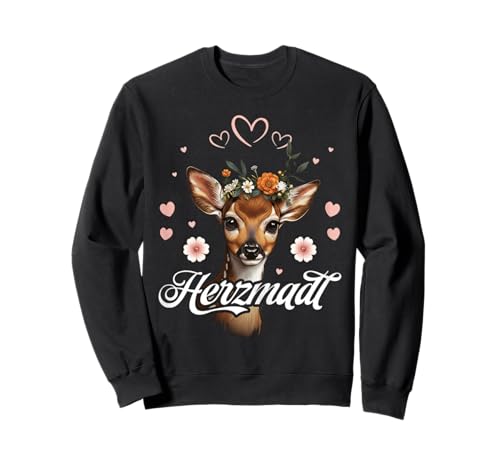 Herzmadl REH Blütenkranz Trachten Damen Oktoberfest Sweatshirt von Trachten Herzmadl Oktoberfest