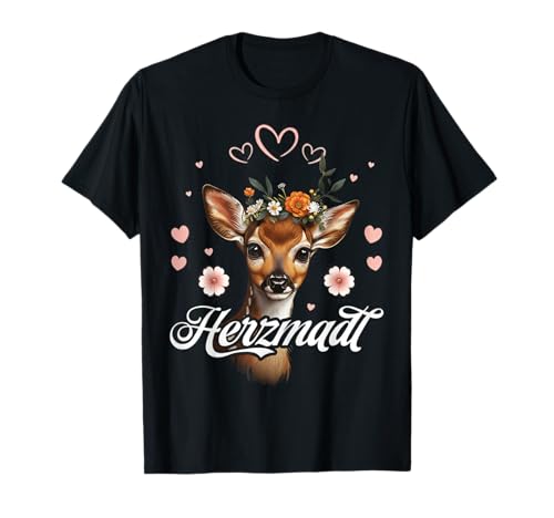 Herzmadl REH Blütenkranz Trachten Damen Oktoberfest T-Shirt von Trachten Herzmadl Oktoberfest