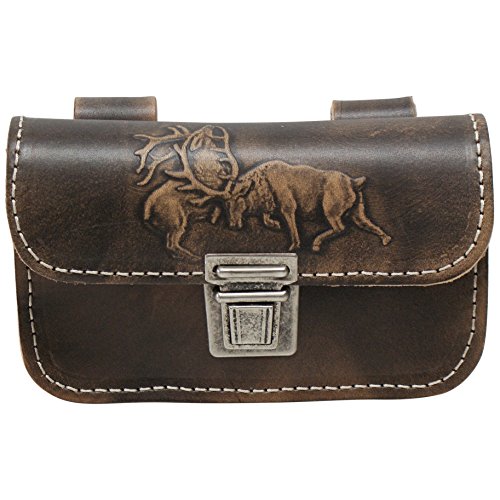 Gürteltasche Trachtentasche Ledertasche Trachten-Gürtel-Tasche Jagd Jäger Hirsch echt Leder braun Handarbeit Herren Damen Handytasche Waistbag Bauchtasche für Lederhose Unikat von Trachten Mayr