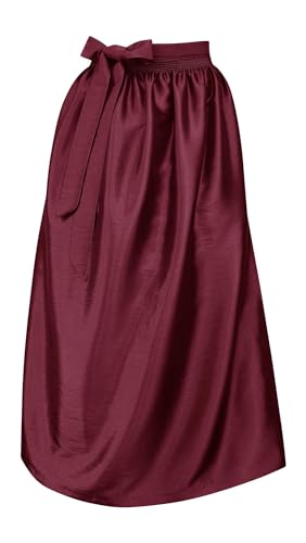 Schürze für Dirndl Trachtenschürze Trachtenkleid Dirndlkleid Dirndlschürze Taftschürze Trachtenmode einfärbig uni Taft grün pink rot rosa blau schwarz Glanz apron, Größe:XL = 46 48 50, Farbe:rouge von Trachten Mayr