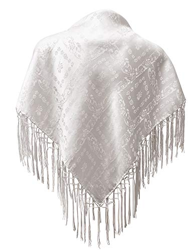 Seidentuch Dirndl-Trachtentuch Tuch weiß 75x75cm Dirndltuch Seide Fransentuch für Tracht Trachtenseidentuch mit Fransen Schultertuch Halstuch silk clouth hochwertigste Qualität! von Trachten Mayr