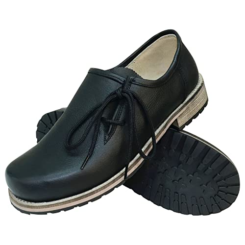 Trachtenschuhe Haferlschuhe Trachten-Schuhe Glattleder schwarz Antik-Leder glatt matt Schnürschuhe Lederschuhe Halbschuhe Herrenschuhe zur Lederhose oder Anzug Schuhe für Herren, Größe:41 von Trachten Mayr