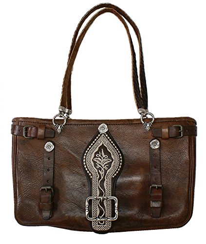 Trachtentasche Metzgertasche Handtasche braun Unikat Federkiel-Optik Sattel-Tasche Satteltasche anno 1939 alte Ledertasche Damentasche Damenhandtasche Tracht echt versilbert Handarbeit von Trachten Mayr