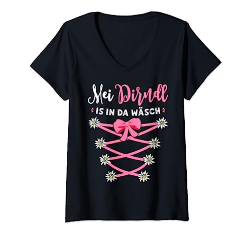 Damen Trachten Tshirt Dirndl Trachtenshirt Passend für Oktoberfest T-Shirt mit V-Ausschnitt von Trachten T-Shirts Damen Trachtenshirts mit Spruch