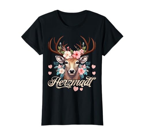 Trachtenshirt Damen Trachten T-Shirt Passend für Oktoberfest T-Shirt von Trachten T-Shirts Herzmadl Damen Oberteil