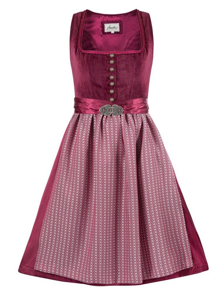 Trachten24.de Dirndl Midi Dirndl Antonia weinrot (2-tlg) Rockteil 65cm von Trachten24.de