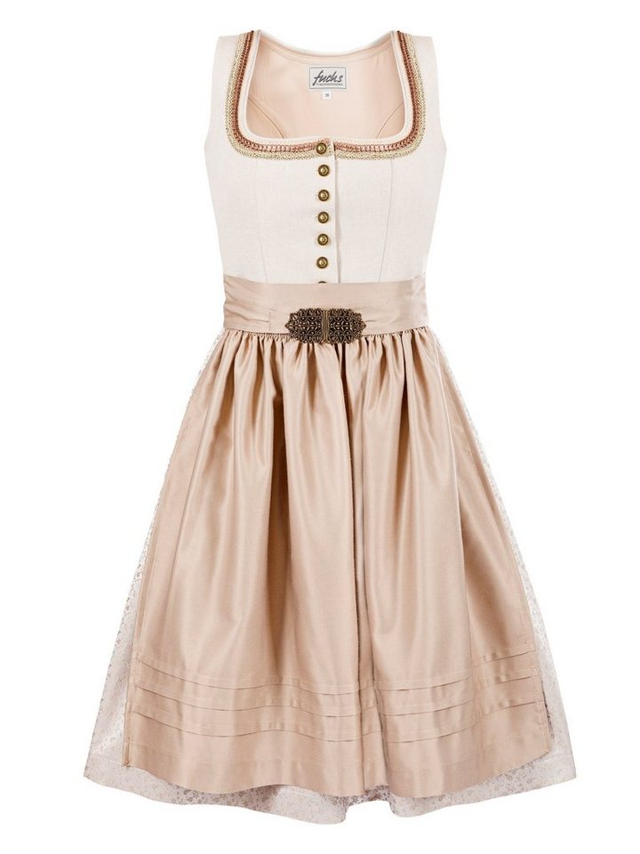 Trachten24.de Dirndl Midi Dirndl Fanny beige (2-tlg) Rockteil 65cm von Trachten24.de