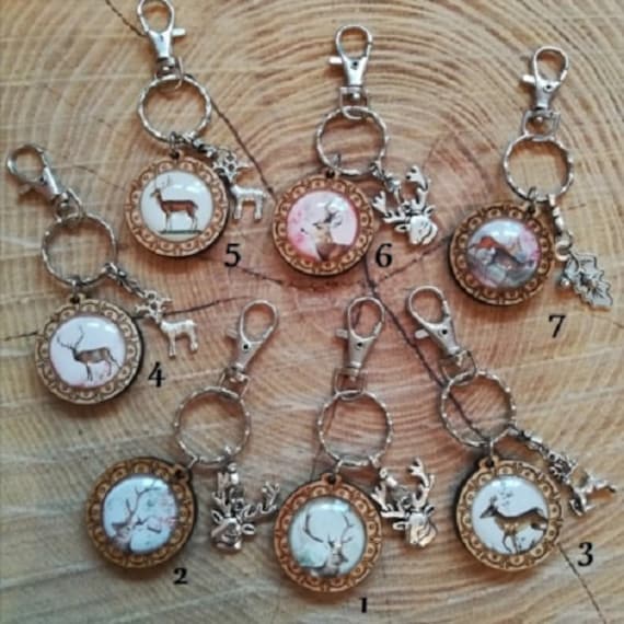 1 Schlüssel-/Taschenanhänger Hirsch, Auswahl Aus 7 Motiven, Trachtenschmuck, Trachtenaccessoires von Trachtenladerl