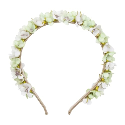 Blumen Haarreif Elfe - Farbauswahl - Kopfschmuck Haarschmuck Hochzeit Oktoberfest Dirndl Blumenmädchen Kirchweih (Weiß/Grün, Einheitsgröße) von Trachtenland